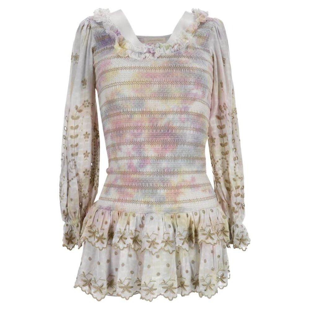 Loveshackfancy Celia Tie-Dye Mini Dress in Multicolor Viscose